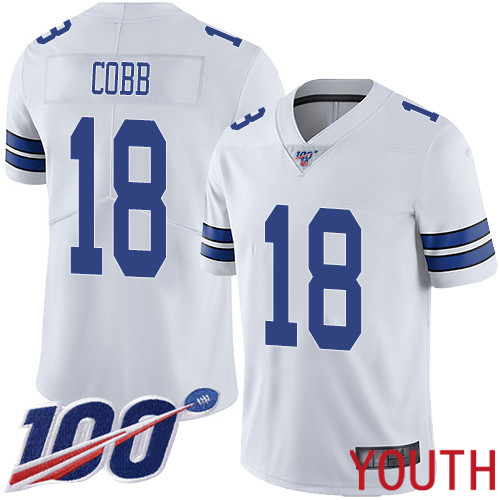 Youth Dallas Cowboys Limited White Randall Cobb Road #18 100th Season Vapor Untouchable NFL Jersey